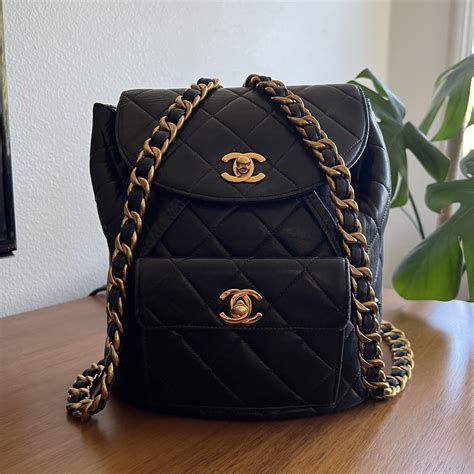 chanel backpack black vintage|pre owned Chanel backpack.